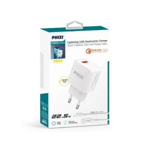 Phixi QCH243L Force Akım Korumalı 3.0A İphone Lightning USB Şarj Seti Hızlı 22.5w